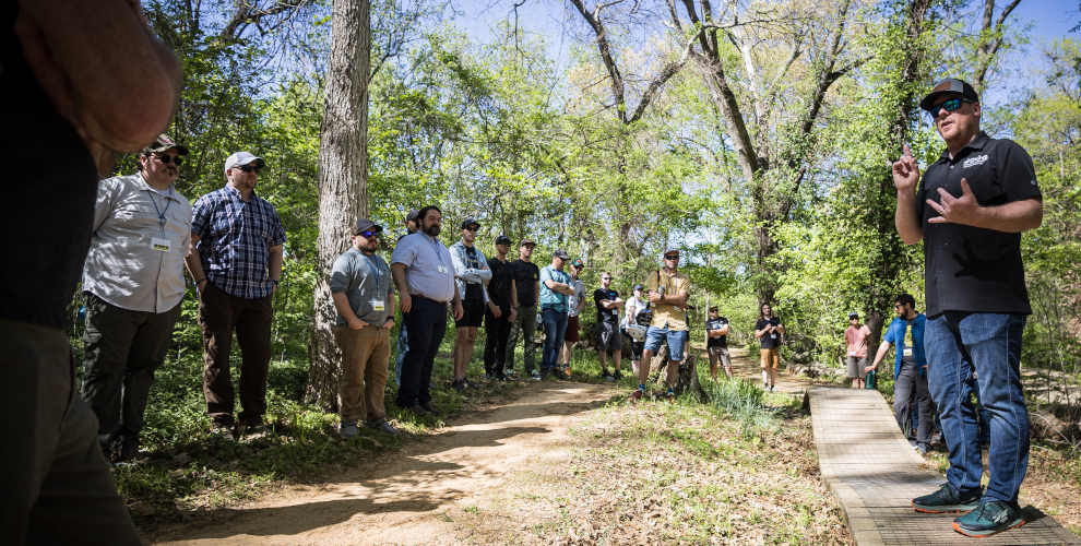 IMBA Foundations attendees on a trail