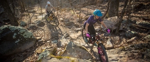 Mountain biking on trail in Chattanooga, TN - an IMBA Trail Friendly Community