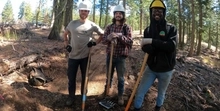 Three trail advocates with all the gear from closed-toed boots, to Personal Protective Equipment (PPE)!